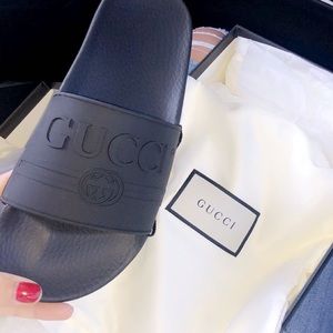 COPY - Womens black rubber Gucci slides